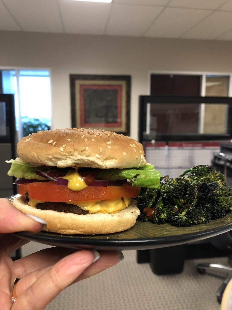 Beyond Meat Burger with Grilled Broccolini